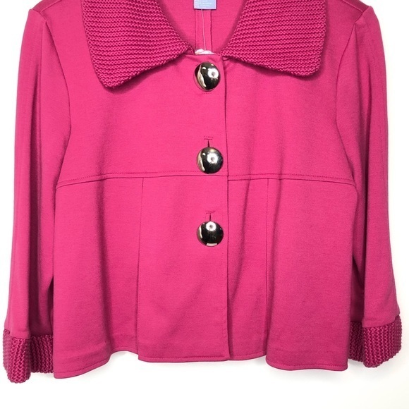 Tara Ryan Mauvelous Cropped Jacket Mauve Pink Knit Button Front Medium NEW - Picture 4 of 9